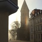 ... die ersten Sonnenstrahlen am Morgen brechen sich im Nebel...