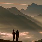 die ersten Sonnenstrahlen an der Tierser Alp Südtirol