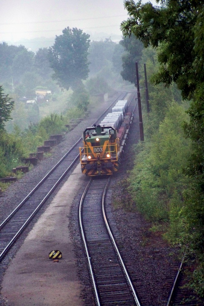 Die Erzbahnstrecke mit Güterzug