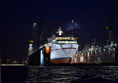 Die Europa im Dock bei Nacht