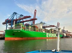 Die "Ever Ace" im Hamburger Containerhafen