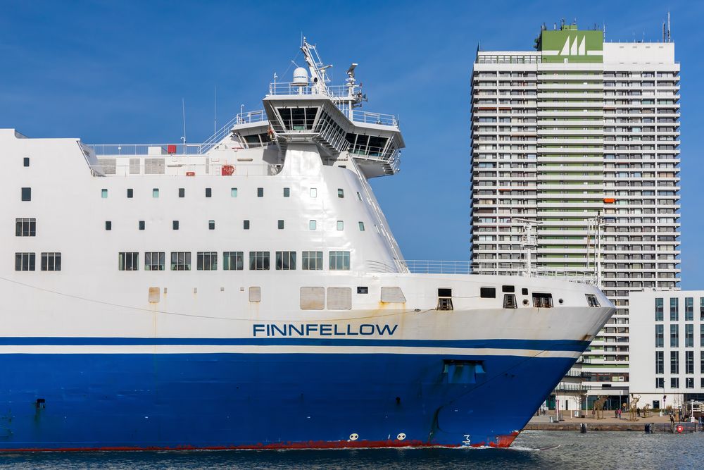 Die Fähre Finnfellow nimmt Kurs auf Malmö, Travemünde