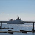 Die Fähre läuft ein im Hafen von Langeoog