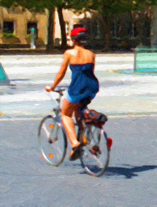 Die Fahrradfahrerin
