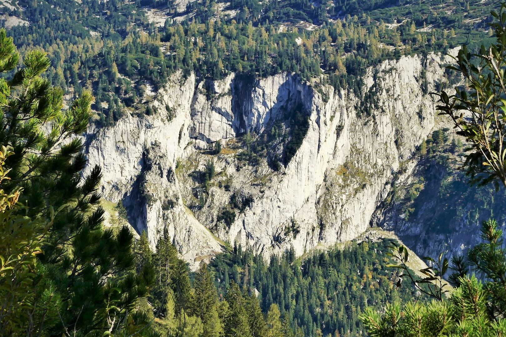 Die Felswand in der Sonne