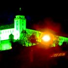 Die Festung highlighted in Grün - Lights effect in Würzburg for Christmas