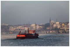 Die Feuerwehr (zur Kontrolle morgens auf der Elbe)