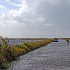 Die Flut steigt und steigt, nun aber zurück! St. Peter-Ording, Dorf Vorland....