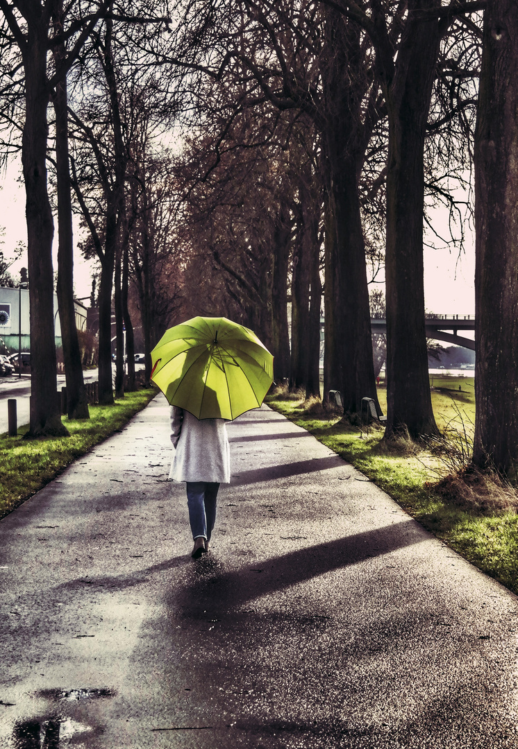 Die Frau mit dem Regenschirm (120); ..... Dezember Spaziergang