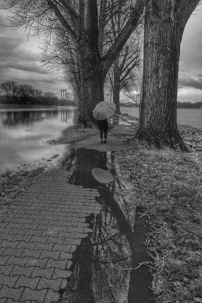 Die Frau mit dem Regenschirm und das Wasser das einem auch mal bis zum Hals stehen kann. (80)