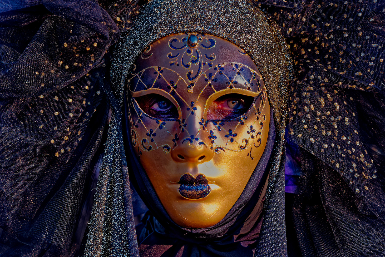 Die Frau mit der goldenen Maske, carnevale di venezia, Venedig/Italien