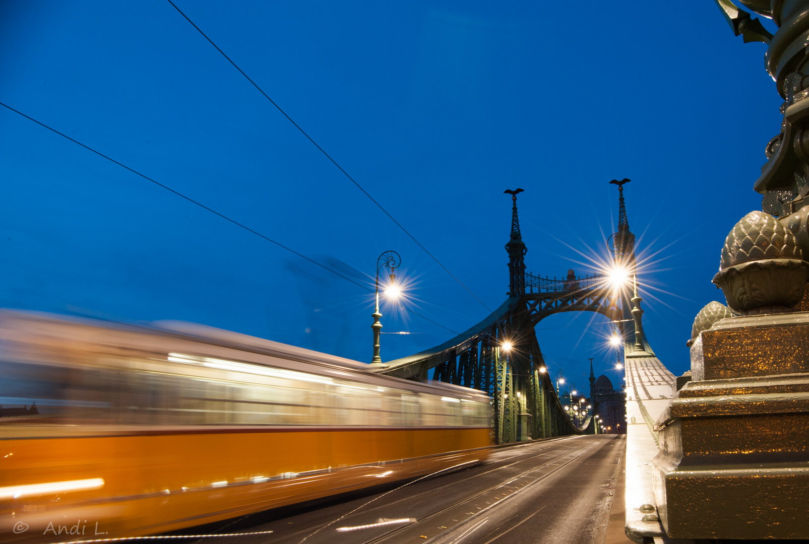 Die Freiheitsbrücke mit Trambahn