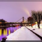 Die Fußgängerbrücke in Anklam im Winter