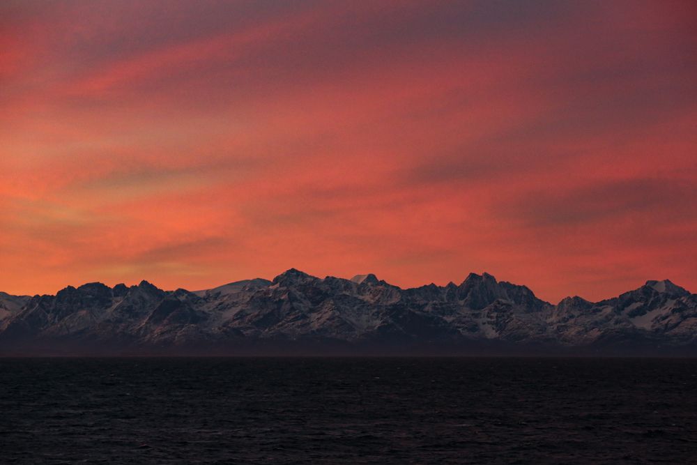 Die Gipfel im Sonnenaufgang