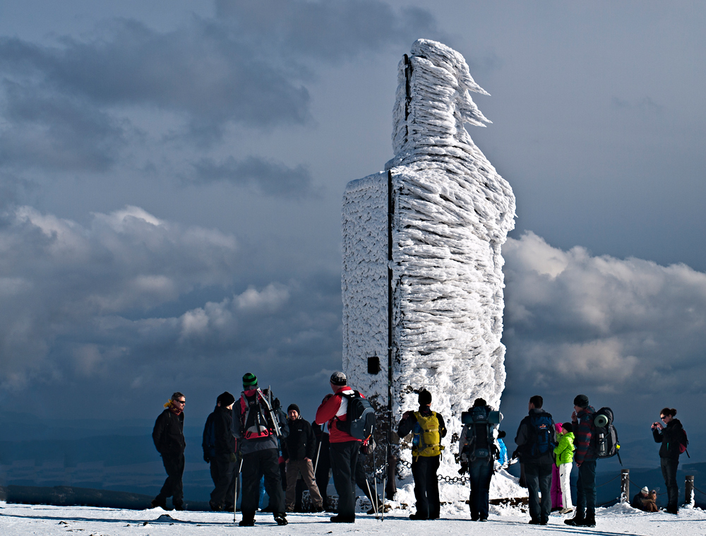 Die Gipfelsäule der Schneekoppe