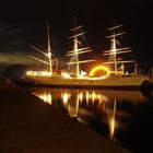 Die Gorch Fock in Stralsund bei Nacht