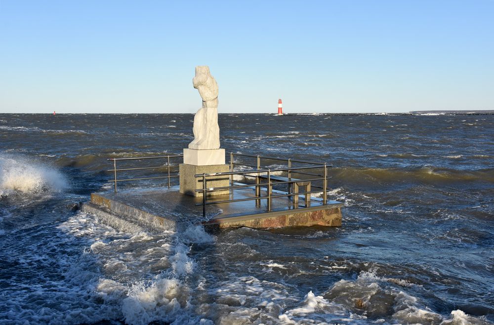 Die "Große Stehende" steht am 2. Januar 2019 im Wasser