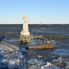 Die "Große Stehende" steht am 2. Januar 2019 im Wasser