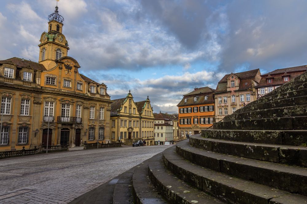 Die Große Treppe mit Marktplatz und Rathaus, Schwäbisch Hall