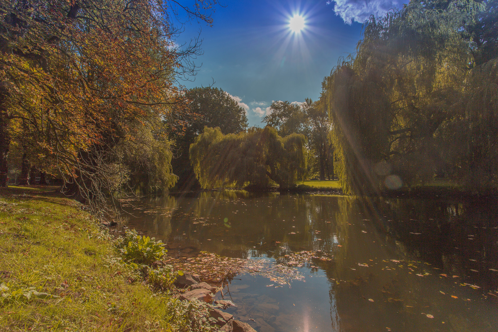 Die herbstliche Oker im Bürgerpark in Braunschweig