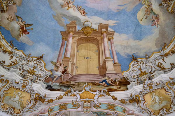 Die Himmelspforte im Deckengemälde der Wieskirche