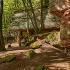 Die Hohlen Felsen, ein mächtiges Felsmassiv, ca. 4 km westlich der Dahner PWV-Hütte.