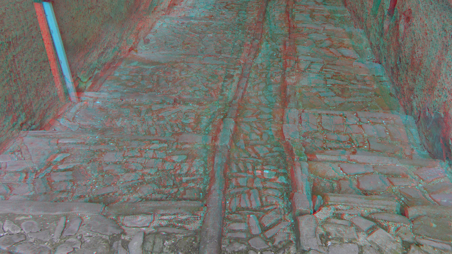 Die Humpeltreppe in Alsleben (Saale) (Ein 3D Foto für rot/cyan Brille