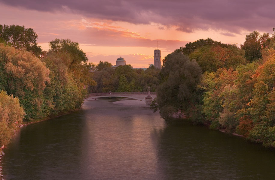 die Isar in Pastellfarben