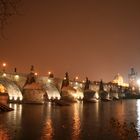 die Karlsbrücke in Prag bei - 15 Grad und heftigem Schnee