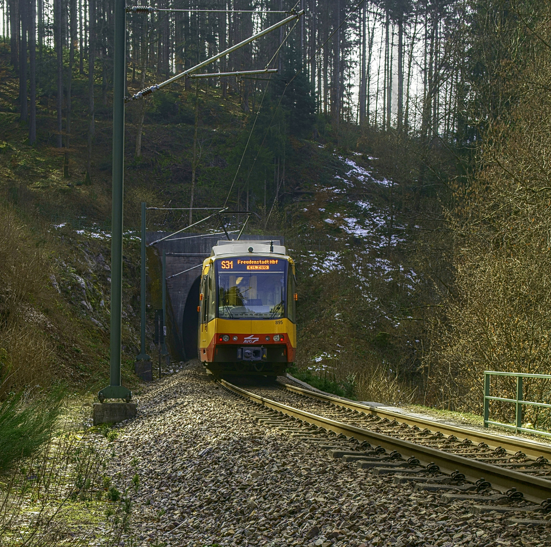 Die Karlsruher S-Bahn als Bergbahn bei Schwarzenberg.