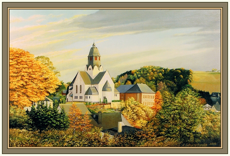 Die Kirche von Wiesa (Erzgeb.) 2002 / Öl