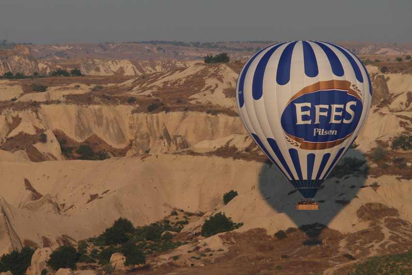 Die Landschaft Kappadokiens (Türkei) aus der Perspektive der Ballonfahrer