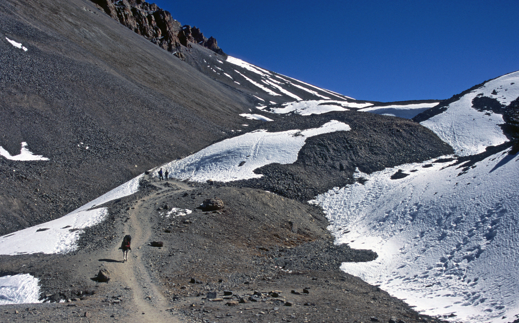 Die letzte Wegstrecke zum Thorong La in 5200m Höhe