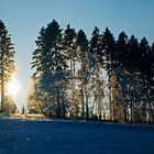 Die letzten Sonnenstrahlen an einem schönen Winterabend