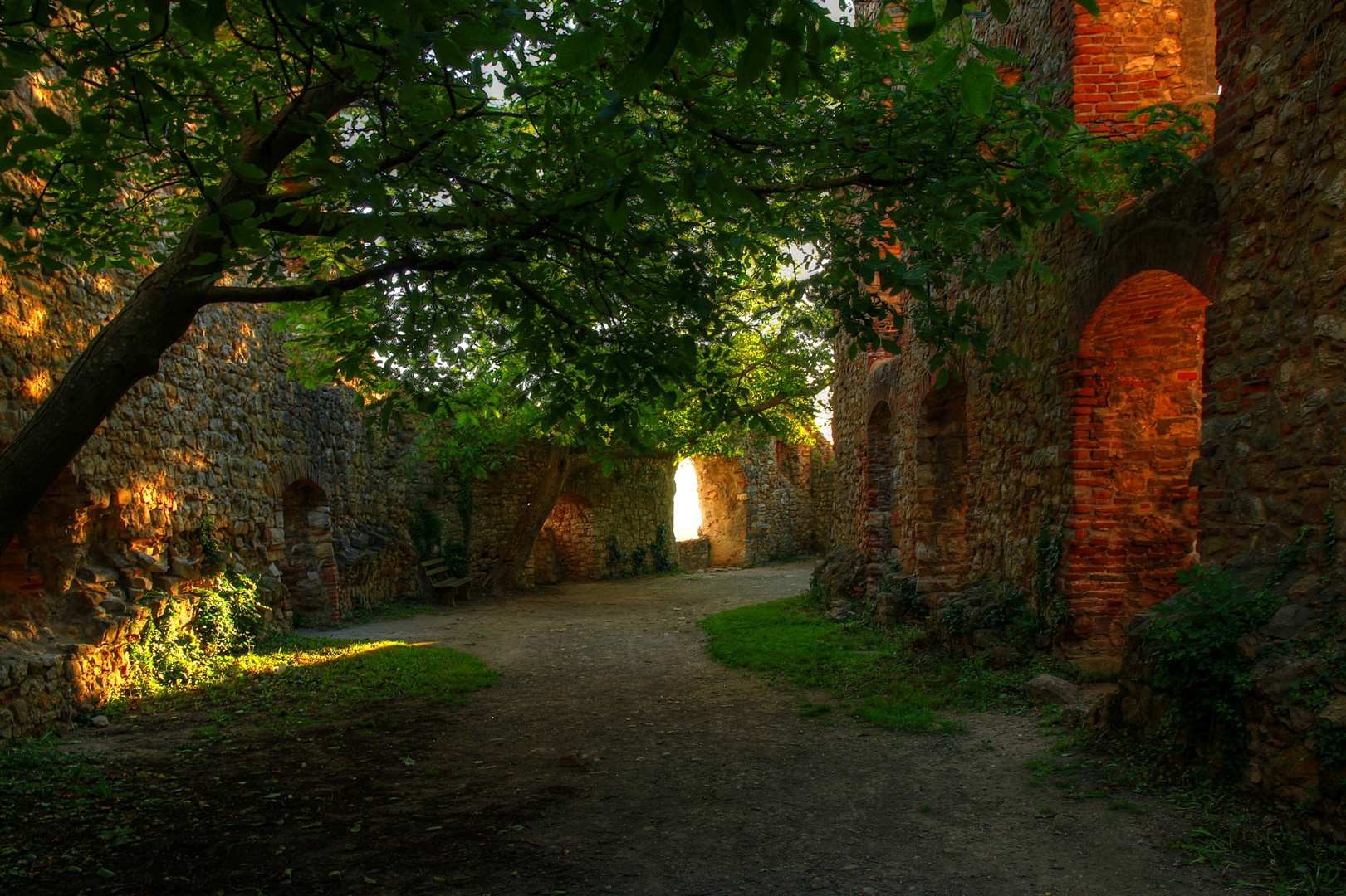 Die Lichter in einer Burgruine