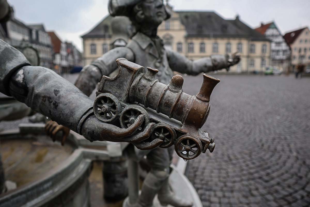 Die Lok am Bürgerbrunnen in Lippstadt