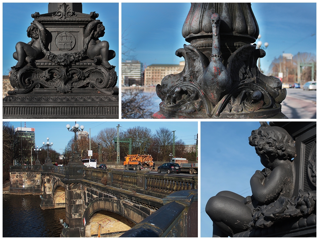 Die Lombardsbrücke-trennt Binnen- und Außenalster