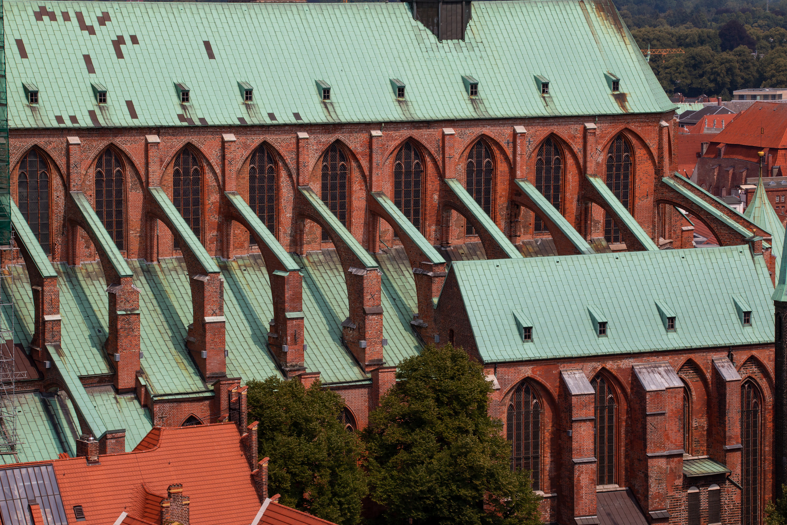 Die Lübecker Marienkirche von oben