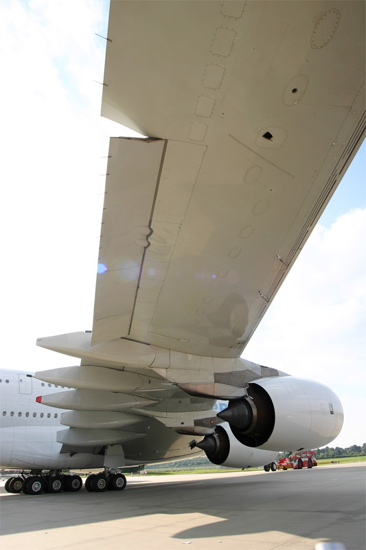 Die mächtige Schwinge eines A380