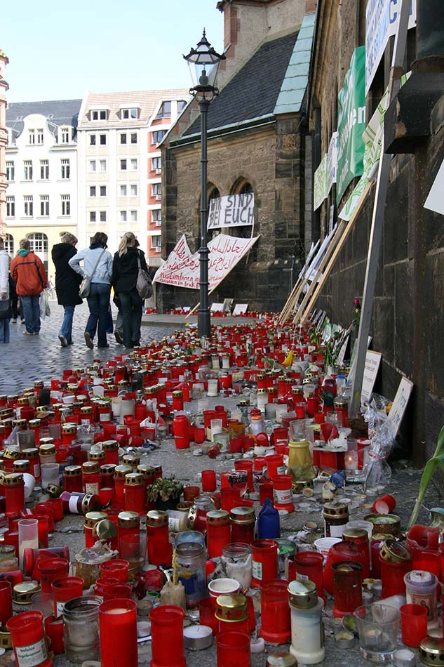 Die Mahnwache in Leipzig...