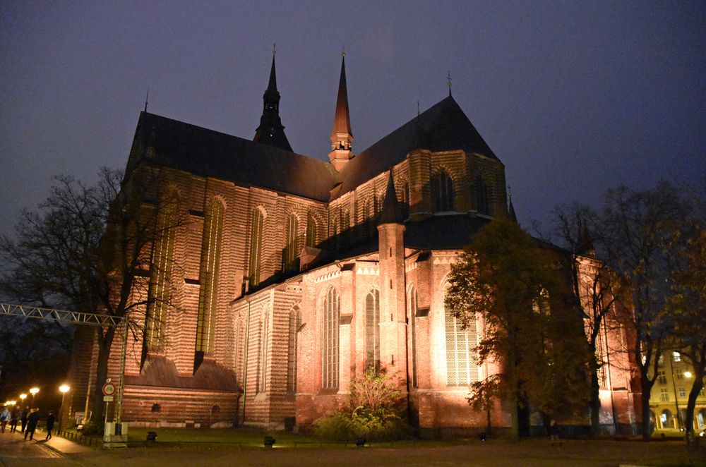 Die Marienkirche von Rostock zur Lichtwoche 2020