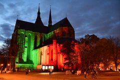 Die Marienkirche zur Lichtwoche 2021 in Rostock