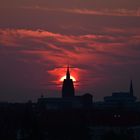 Die Marktkirche im Sonnenuntergang