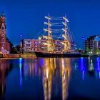 die "Mercdes" in Morgengrauen im Neuen Hafen