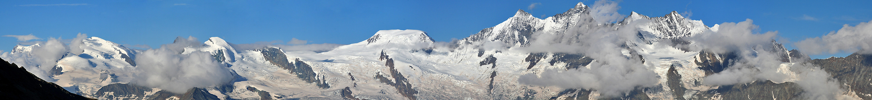 Die Mistgabel (Mischabel) komplett von Monte Rosa bis Hoberg und Dürruhorn...