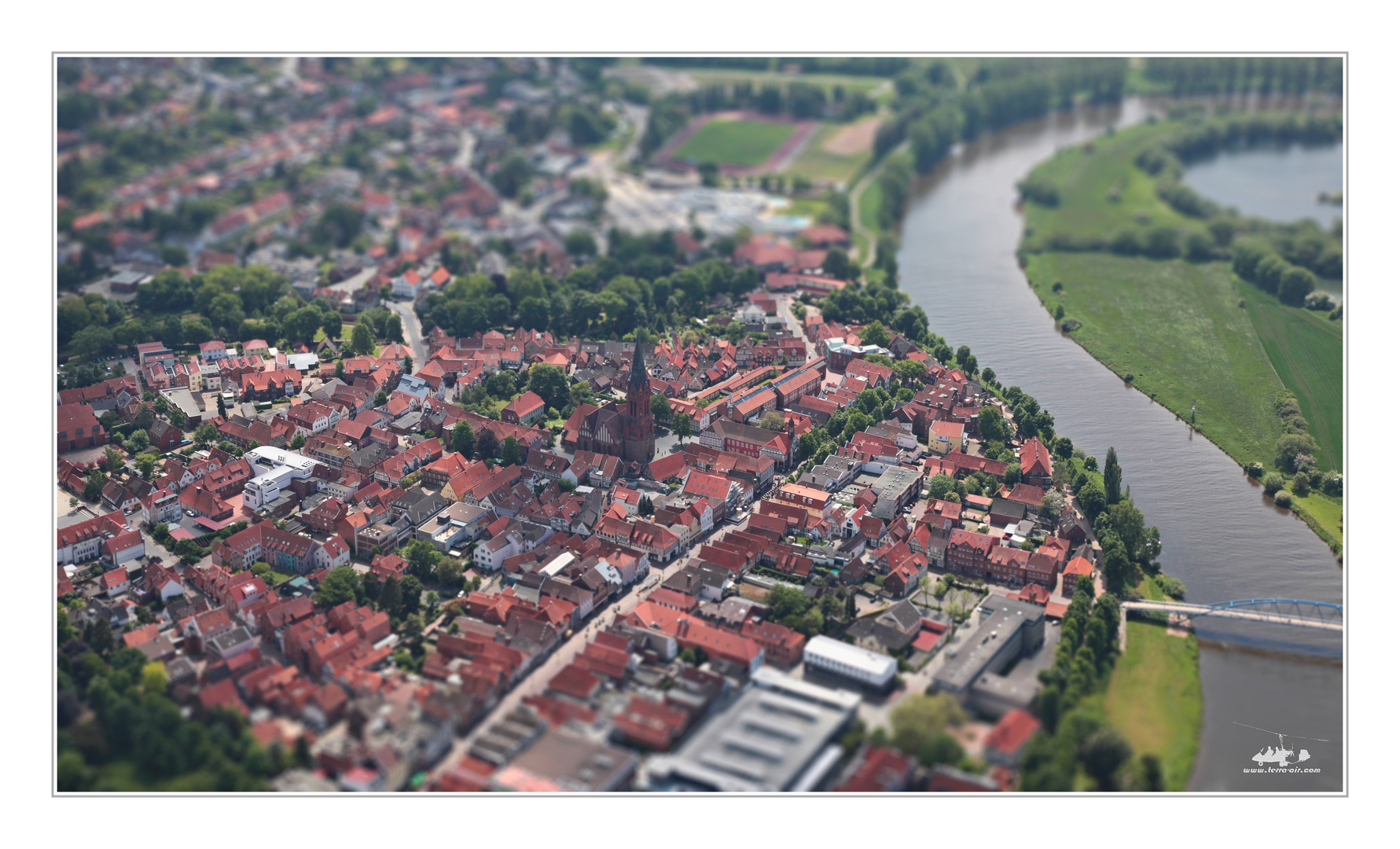 die Modellstadt Nienburg im Luftbild