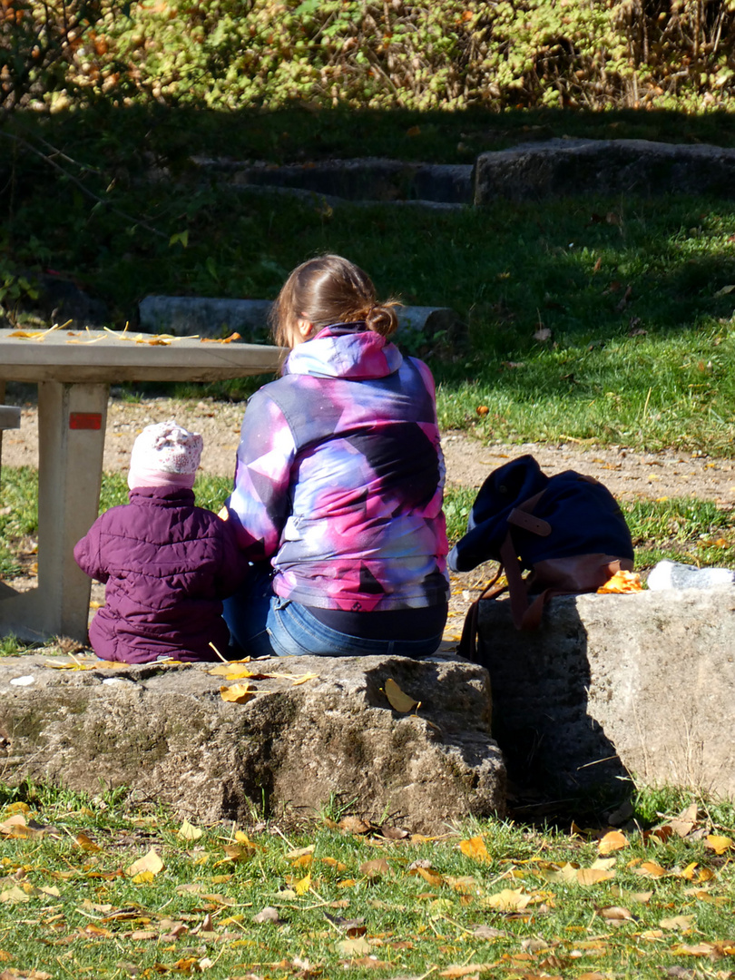 Die Novembersonne auf dem Rücken