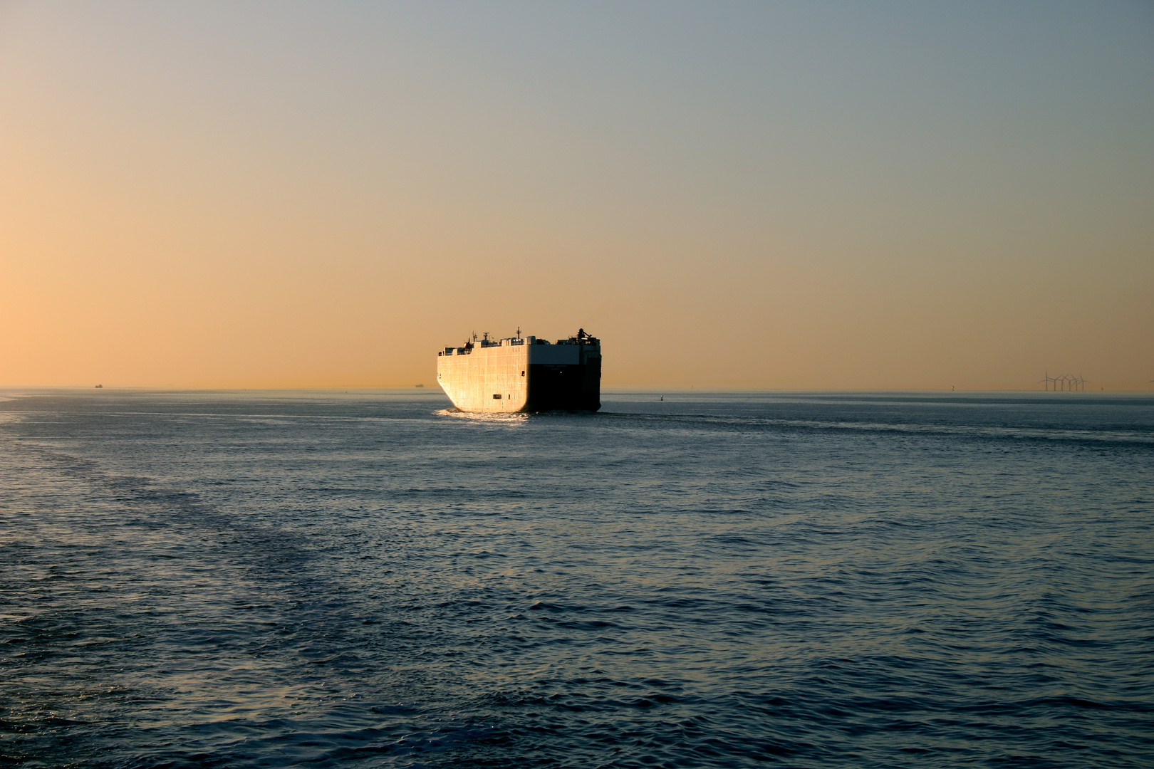 Die NYK CYGNUS LEADER in der Außenweser Richtung See...