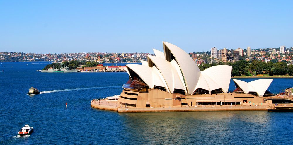 Die Oper von einem Fußmarsch über die Harbour Bridge fotografiert.