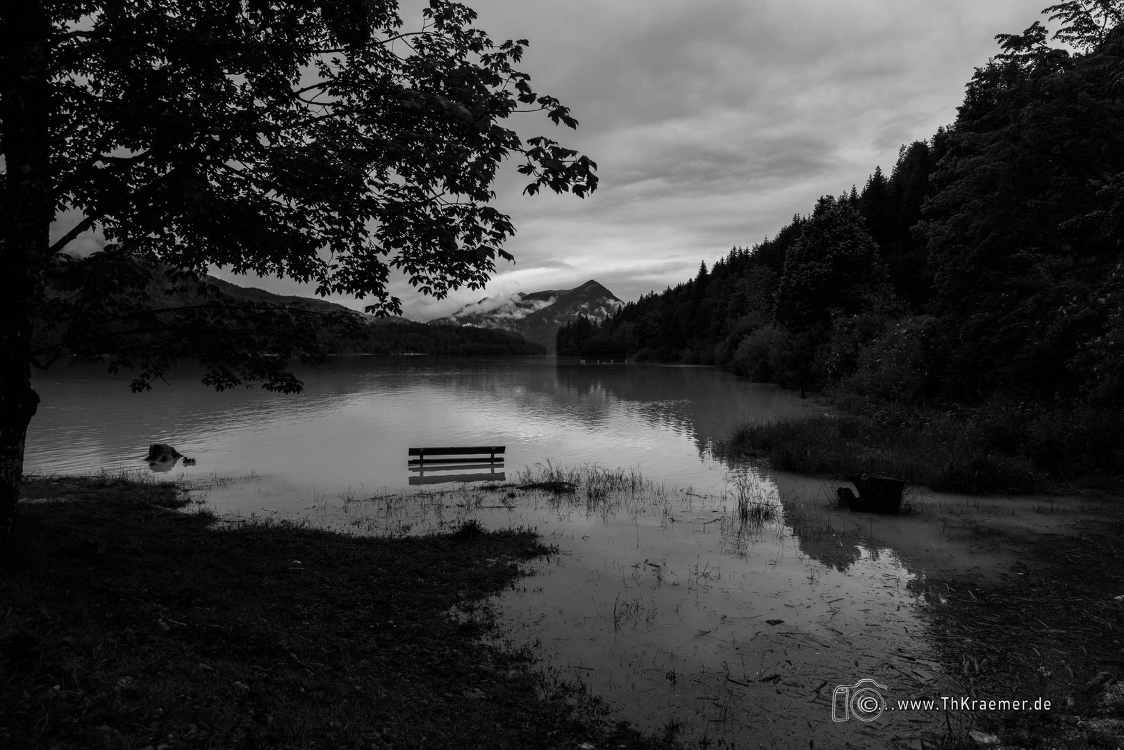 Die Parkbank am See in / SW - D75_6701-3